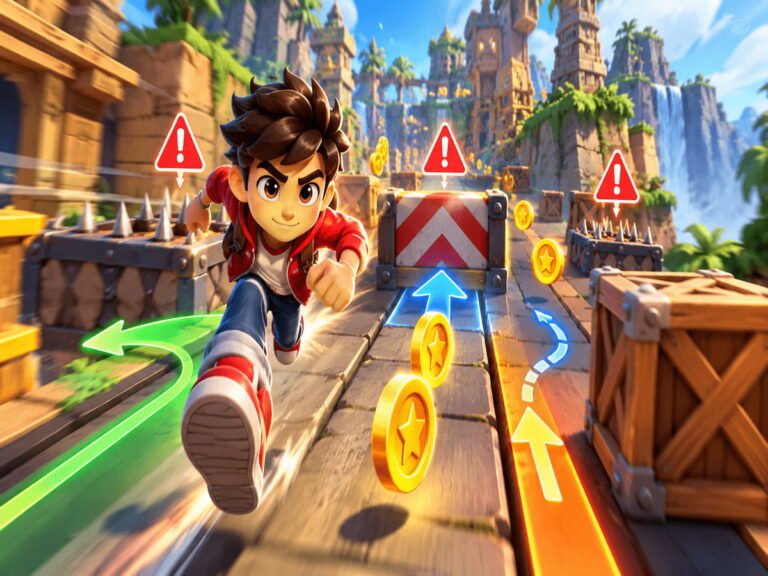 Endless Runner game obstacles and reaction timing illustration